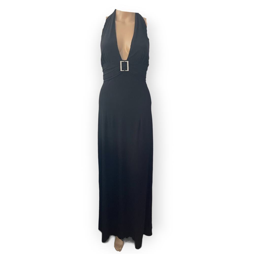 Vintage Dave & Johnny by Laura Ryner Long Black backless dress Sz 13-14 EUC